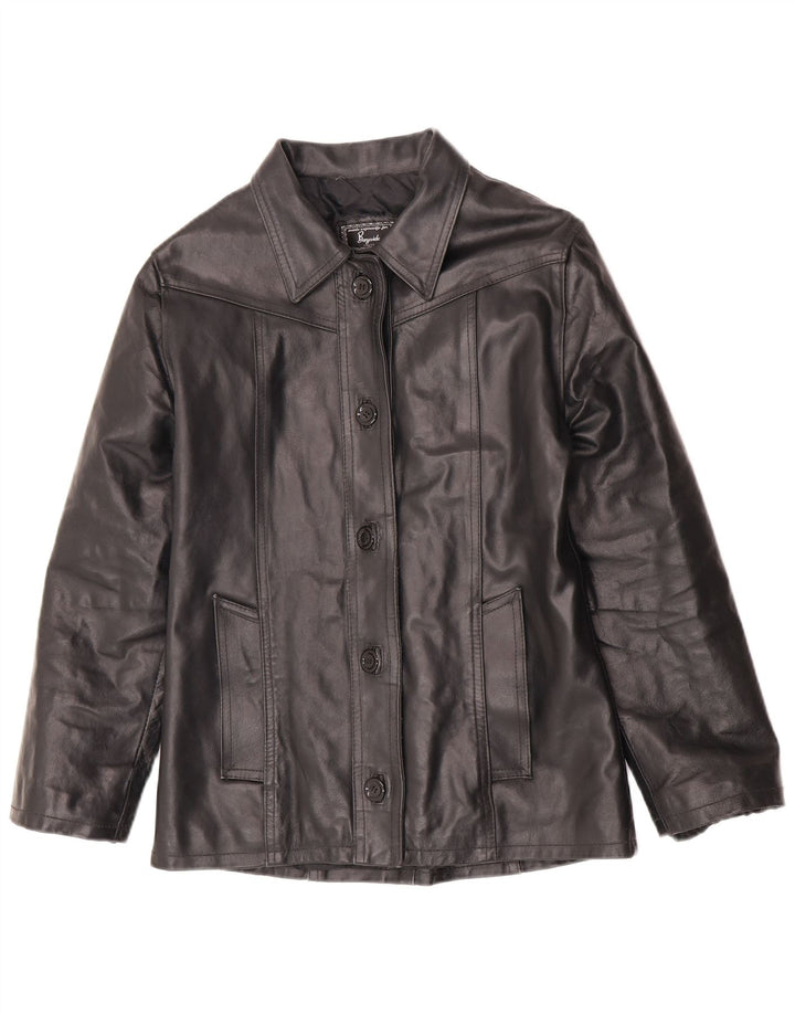 Bayside Womens Leather Jacket UK 10 Small Black