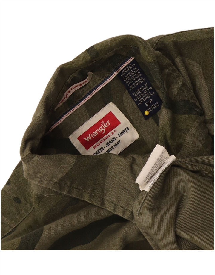 Wrangler Mens Shirt Small Khaki Camouflage Cotton
