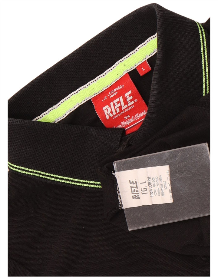Rifle Mens Polo Shirt Large Black Cotton