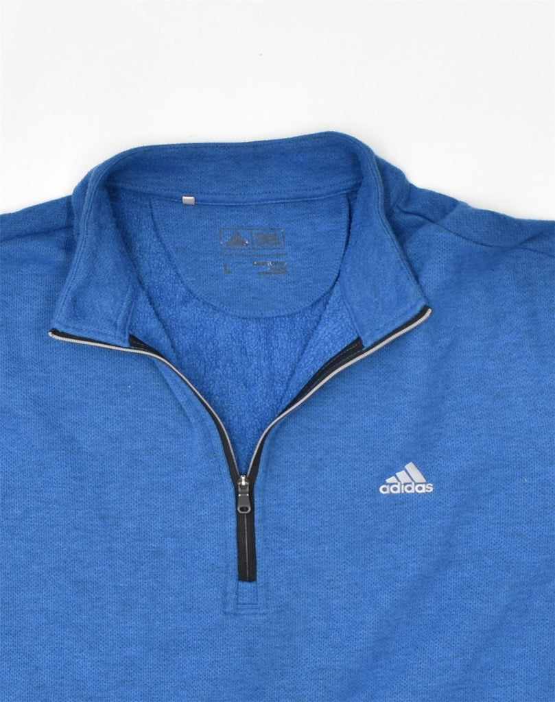 ADIDAS Mens Zip Neck Sweatshirt Jumper Large Navy Blue Polyester | Vintage Adidas | Thrift | Second-Hand Adidas | Used Clothing | Messina Hembry 