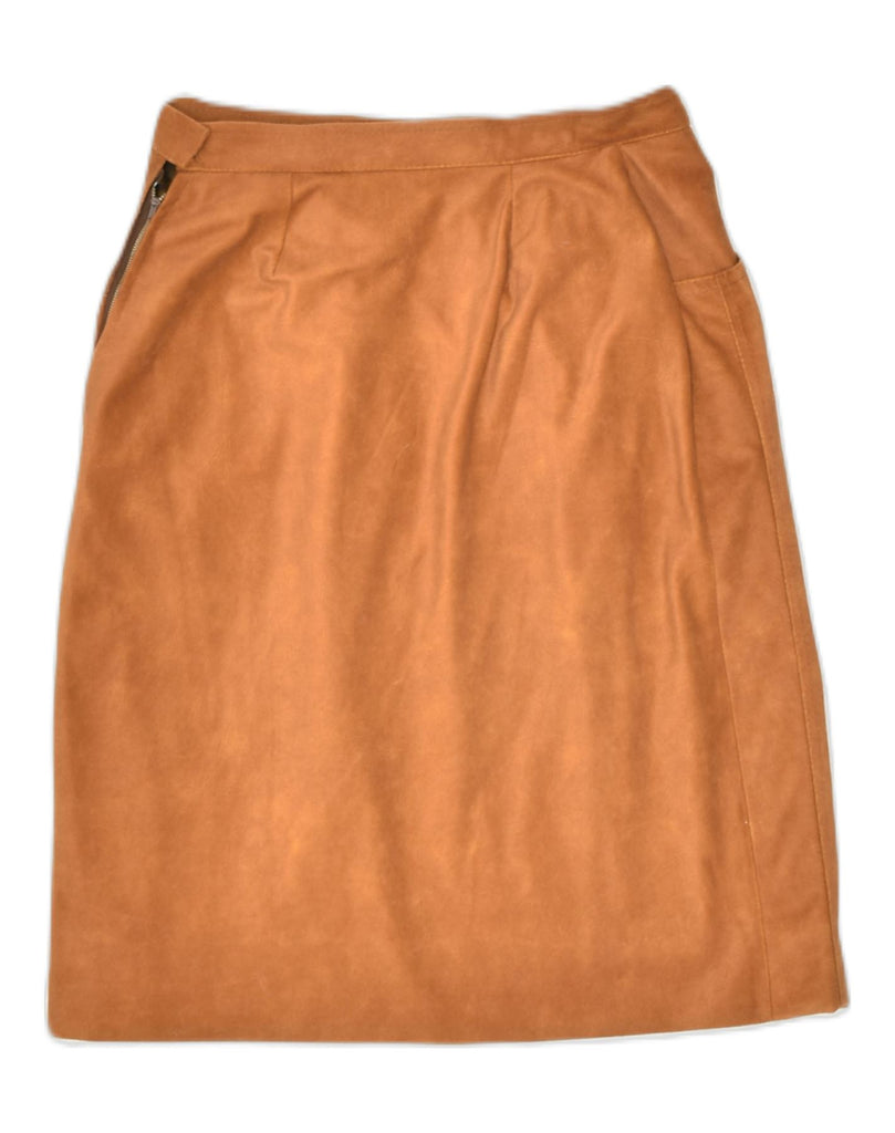 VINTAGE Womens Straight Skirt UK 6 XS W25 Brown Polyester | Vintage | Thrift | Second-Hand | Used Clothing | Messina Hembry 