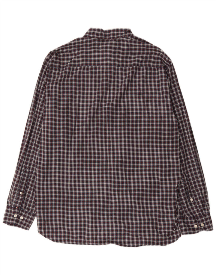 Tommy Hilfiger Mens Regular Fit Shirt XL Navy Blue Check Cotton