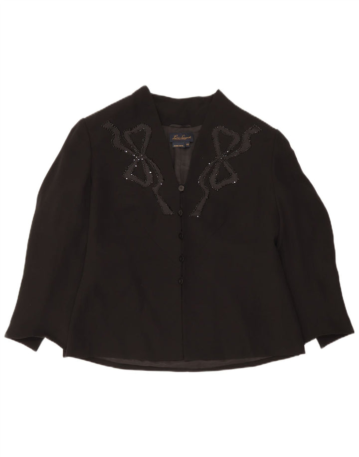 Luisa Spagnoli Womens Cardigan Top IT 48 XL Black Silk