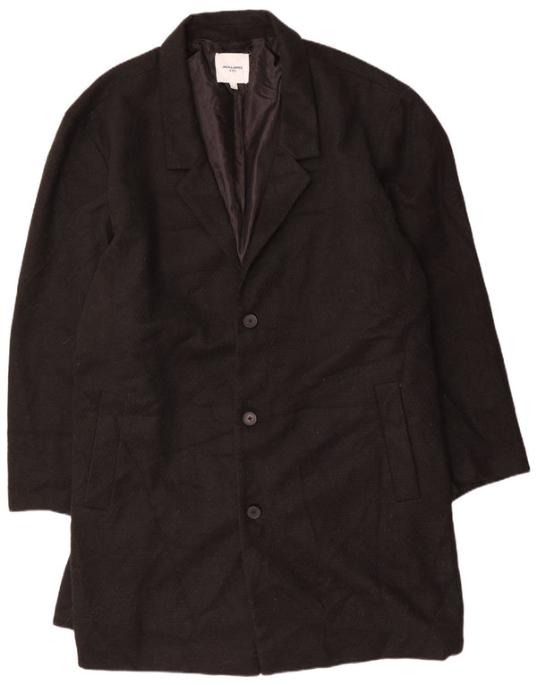 Jack & Jones Mens Overcoat UK 50 5XL Black Polyester