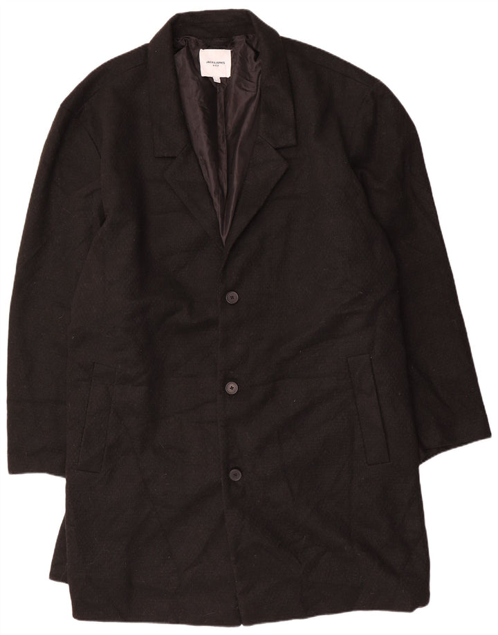 Jack & Jones Mens Overcoat UK 50 5XL Black Polyester