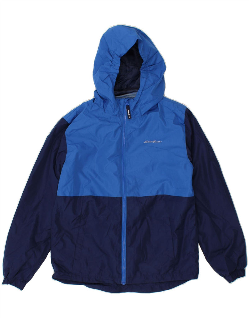 EDDIE BAUER Boys Hooded Rain Jacket 14-15 Years Large Navy Blue Vintage Eddie Bauer and Second-Hand Eddie Bauer from Messina Hembry 