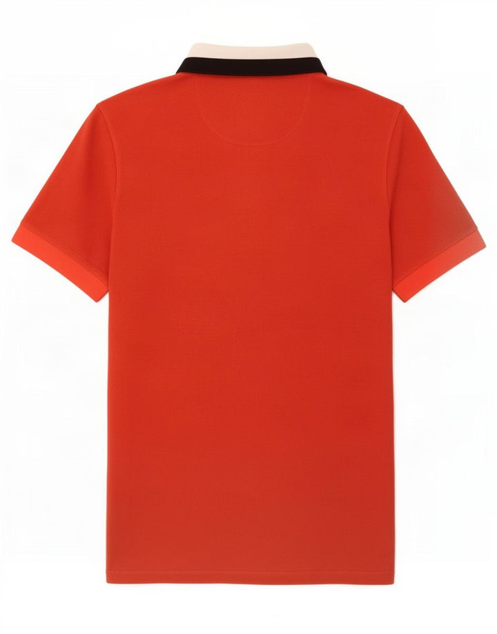 Barbour Mens Polo Shirt Small Red Colourblock Cotton