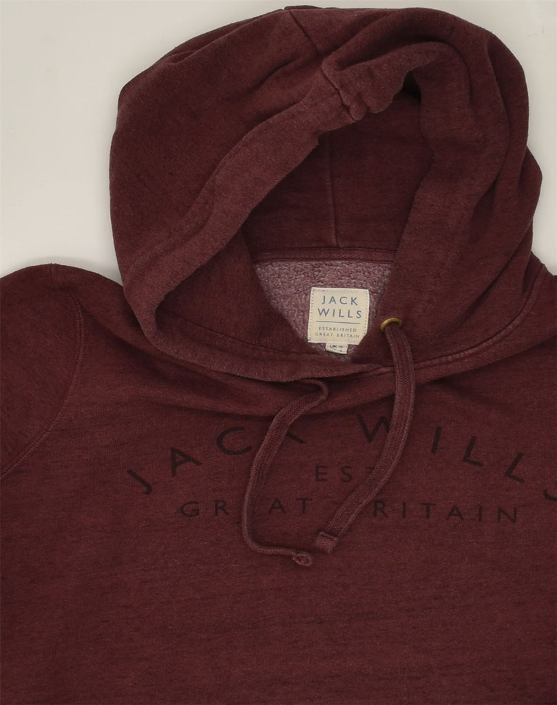 JACK WILLS Womens Oversized Graphic Hoodie Jumper UK 10 Small Maroon | Vintage Jack Wills | Thrift | Second-Hand Jack Wills | Used Clothing | Messina Hembry 