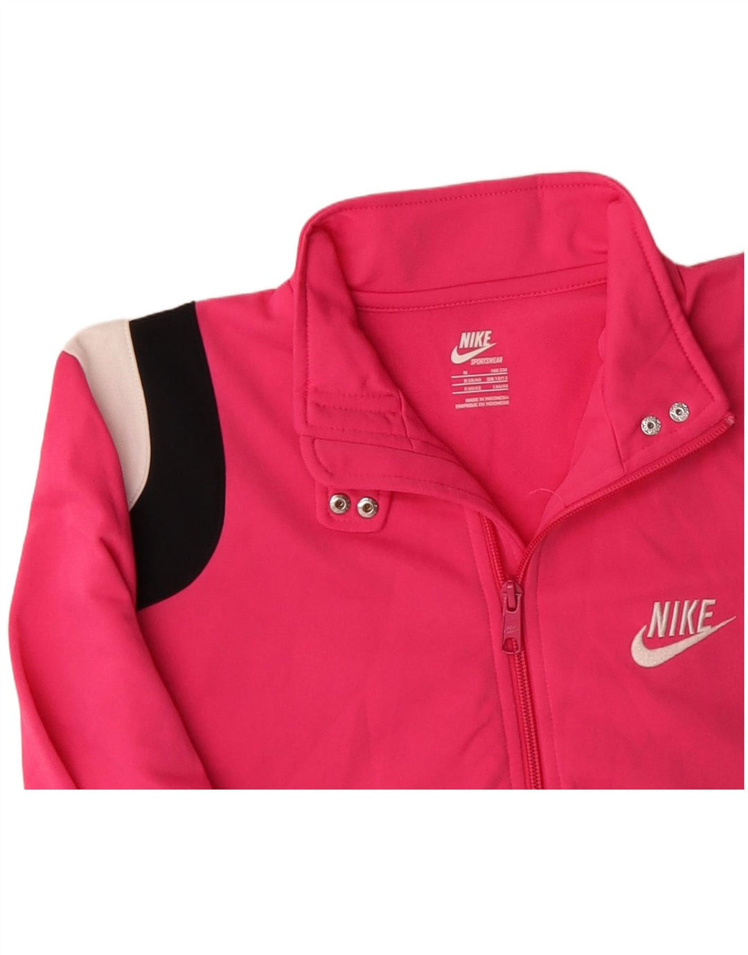 NIKE Womens Tracksuit Top Jacket UK 12 Medium Pink Colourblock Polyester
