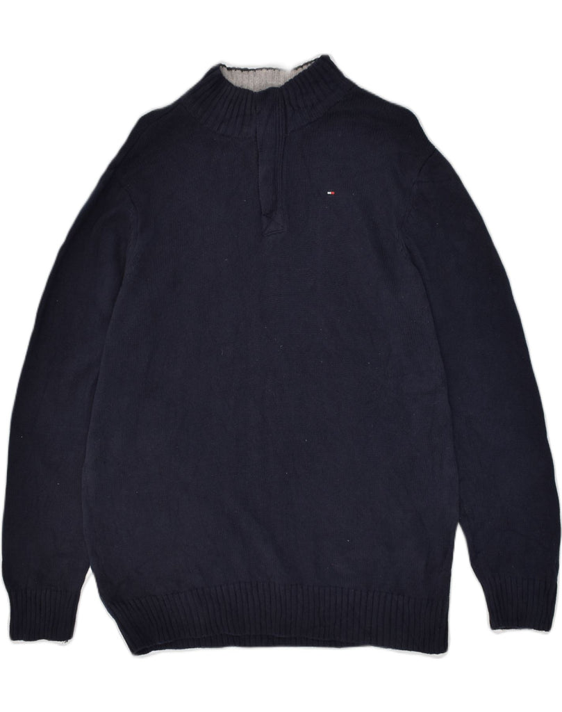 TOMMY HILFIGER Boys Zip Neck Jumper Sweater 15-16 Years XL Navy Blue | Vintage Tommy Hilfiger | Thrift | Second-Hand Tommy Hilfiger | Used Clothing | Messina Hembry 