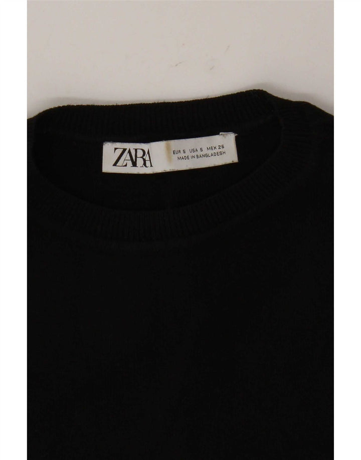 Zara Womens Crop Vest Tank Top UK 8 Small Black