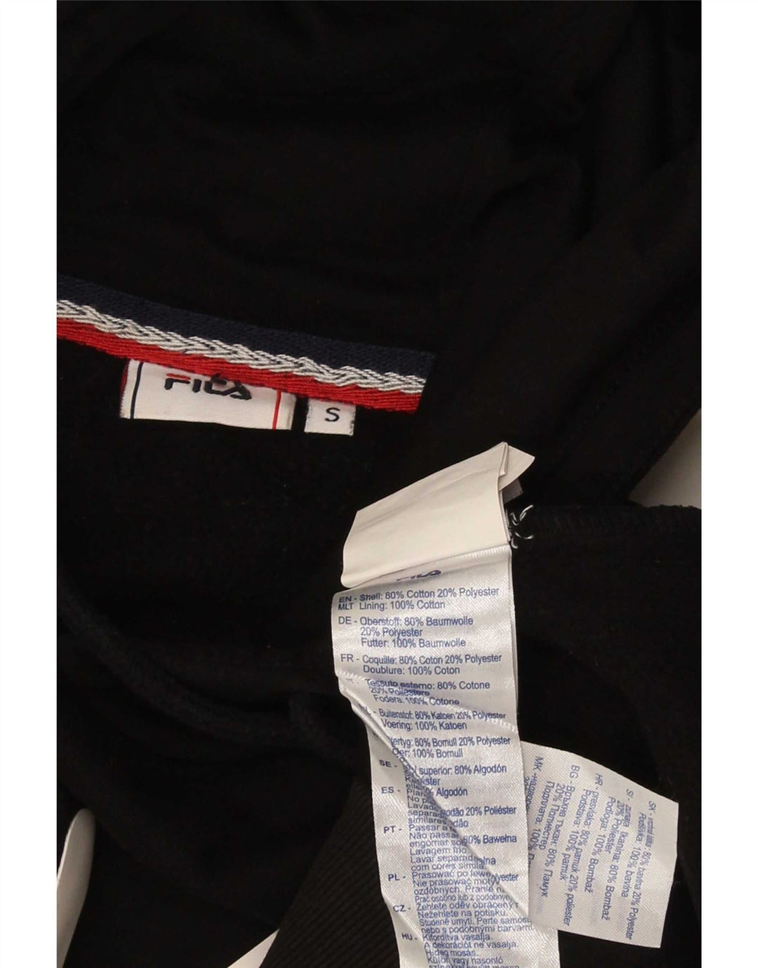 Fila Mens Graphic Hoodie Jumper Small Black Cotton