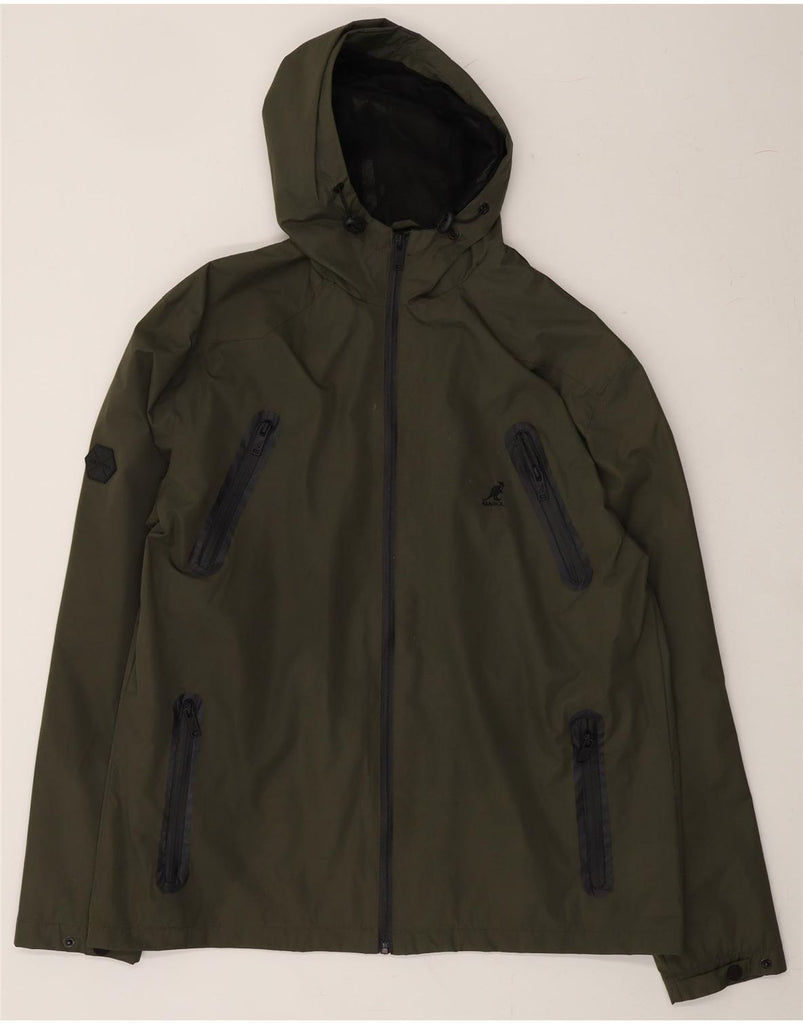 KANGOL Mens Hooded Rain Jacket UK 40 Large Green Polyester Vintage Kangol and Second-Hand Kangol from Messina Hembry 