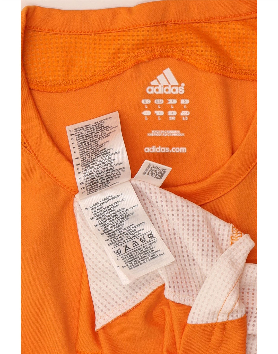 ADIDAS Mens Climacool T-Shirt Top Large Orange Colourblock Polyester