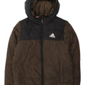 Adidas Boys Hooded Padded Jacket 9-10 Years Khaki Colourblock Polyester