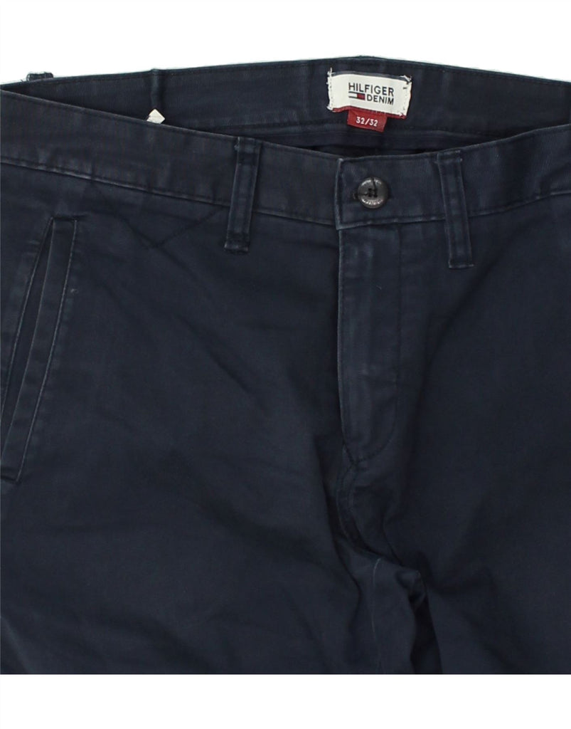 TOMMY HILFIGER Mens Slim Chino Trousers W32 L28 Navy Blue Cotton | Vintage Tommy Hilfiger | Thrift | Second-Hand Tommy Hilfiger | Used Clothing | Messina Hembry 