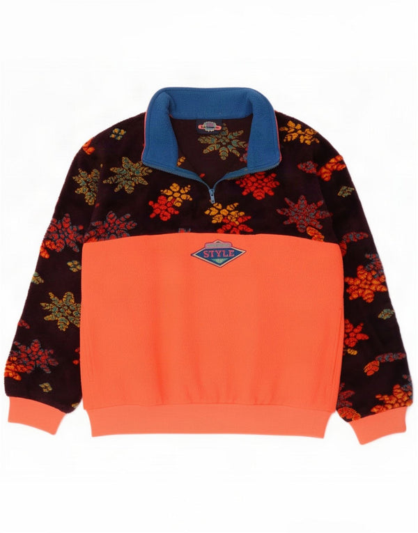 Santos Tefano Womens Zip Neck Fleece Jumper Large Orange Floral
