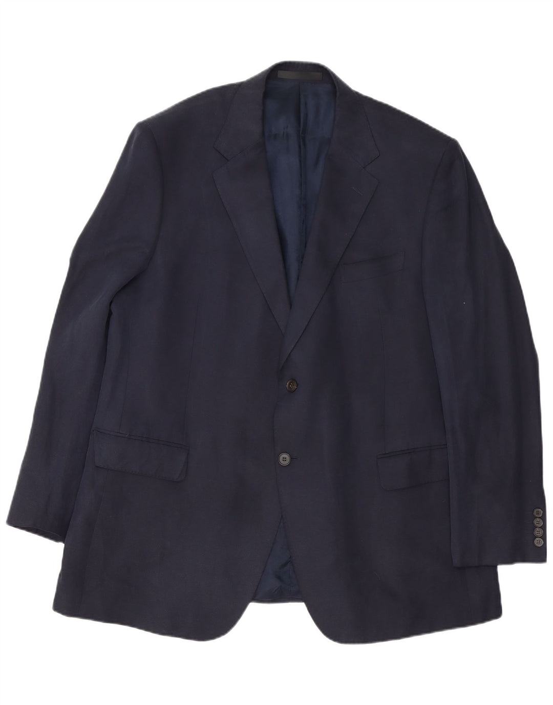 Marks & Spencer Mens 2 Button Blazer Jacket UK 46 XL Navy Blue Silk