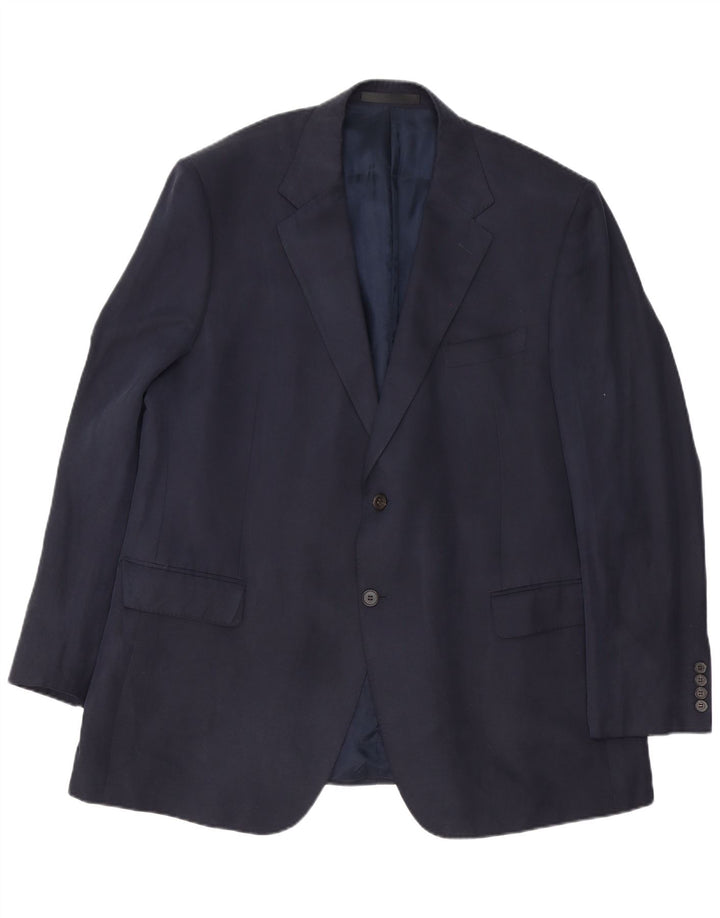 Marks & Spencer Mens 2 Button Blazer Jacket UK 46 XL Navy Blue Silk