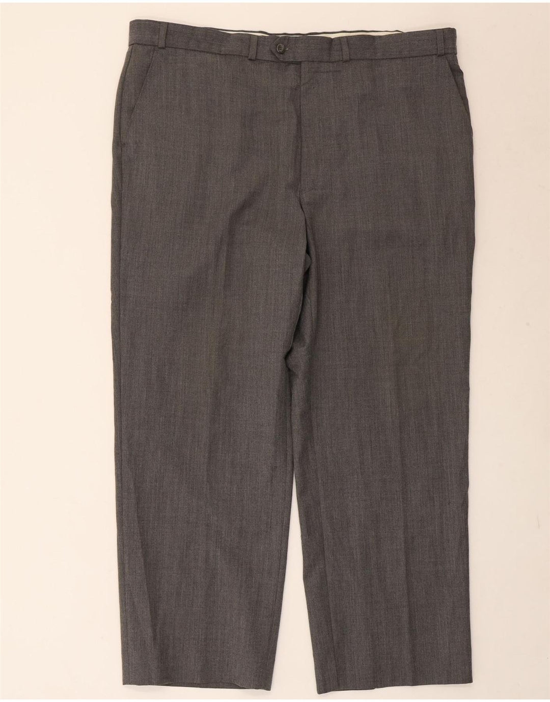 Marks & Spencer Mens Straight Suit Trousers W42 L29 Grey Striped Polyester