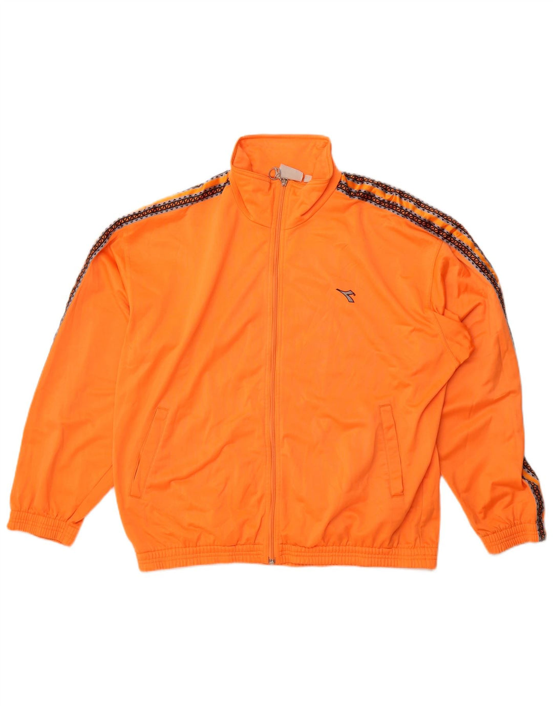 Diadora Mens Graphic Tracksuit Top Jacket UK 40 Medium Orange Polyester