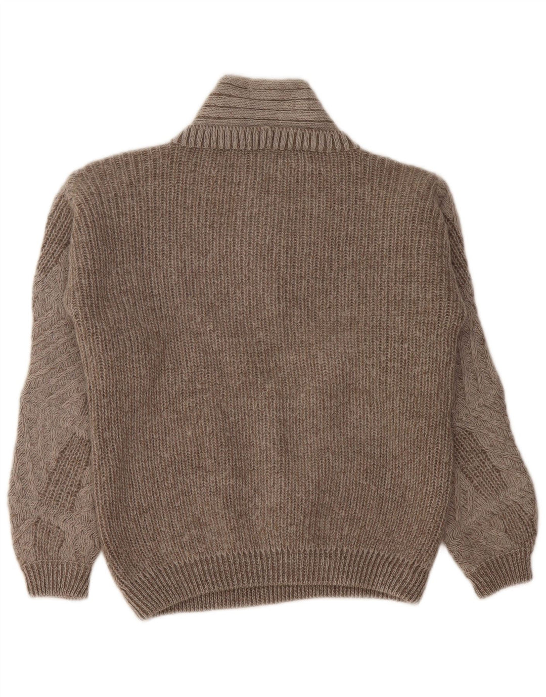 Vintage Womens V-Neck Jumper Sweater UK 14 Medium Grey Geometric