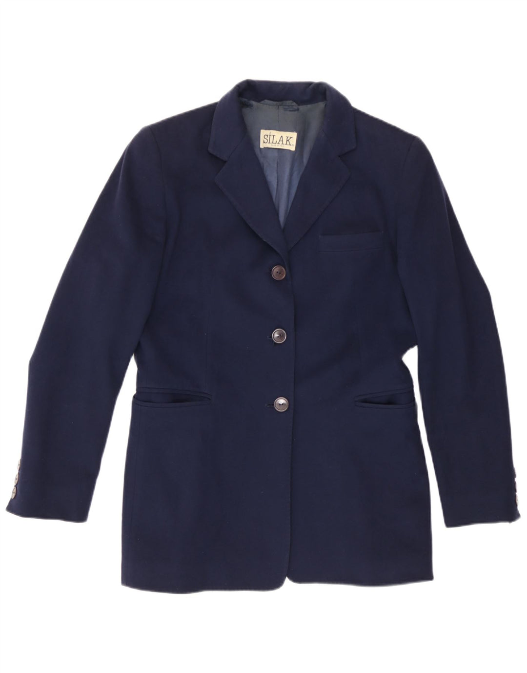 Vintage Womens Longline 3 Button Blazer Jacket UK 14 Medium Navy Blue