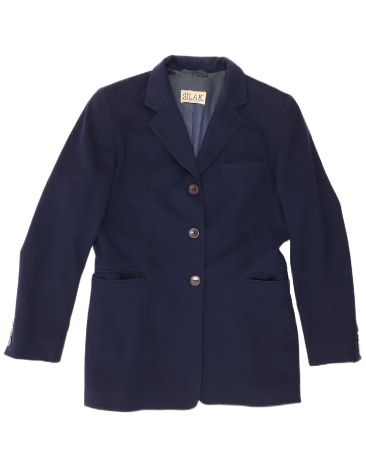 Vintage Womens Longline 3 Button Blazer Jacket UK 14 Medium Navy Blue