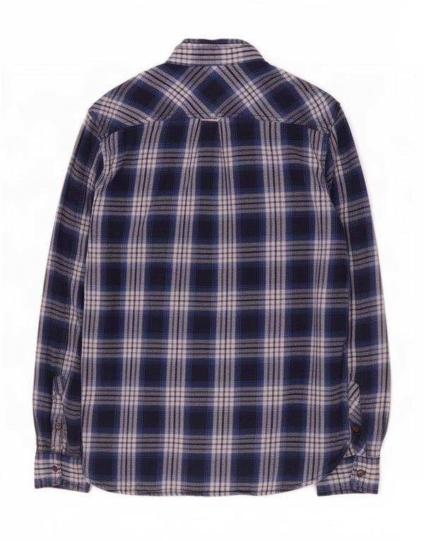 Superdry Mens Checked Regular Fit Flannel Shirt Medium Navy Blue Check