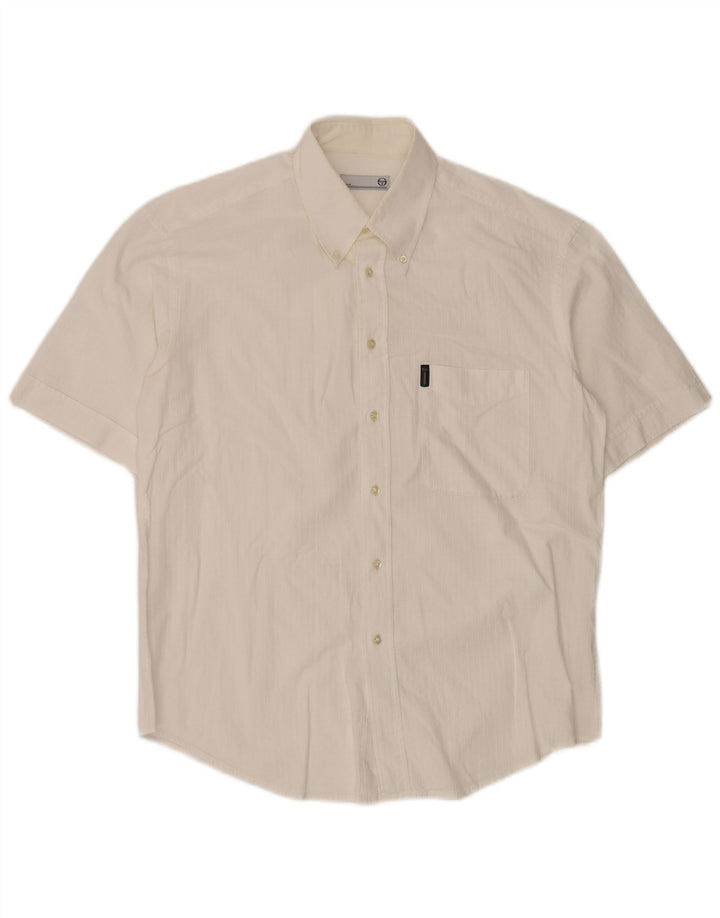 Sergio Tacchini Mens Shirt Large White Cotton Classic