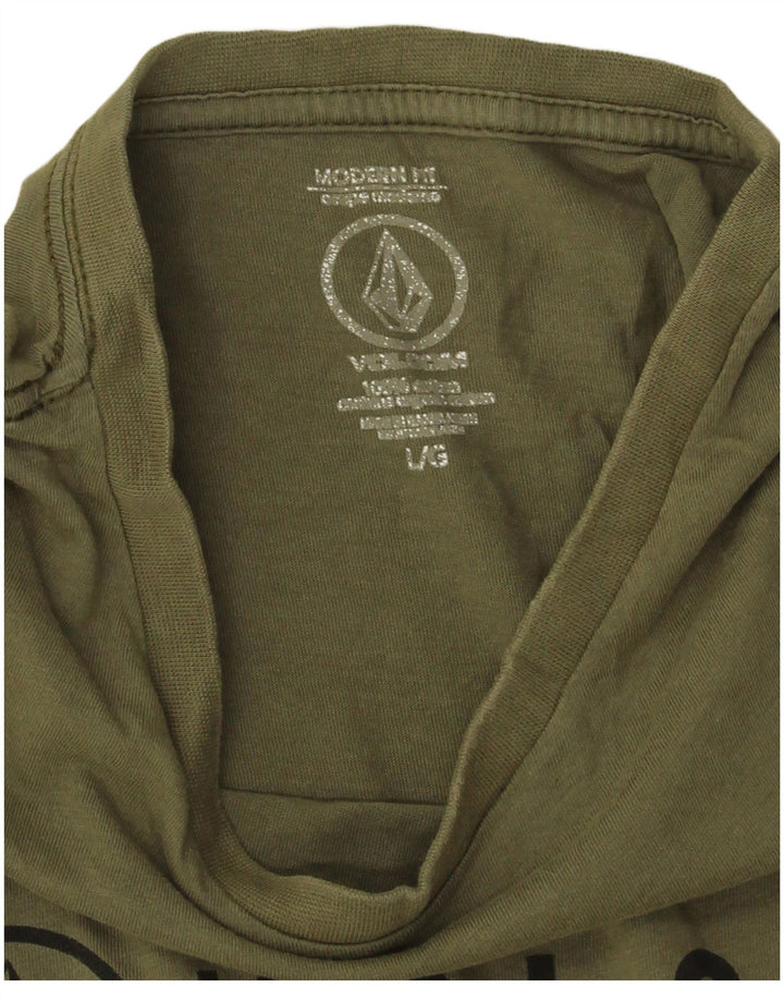 Volcom Mens Modern Fit Graphic T-Shirt Top Large Khaki Cotton