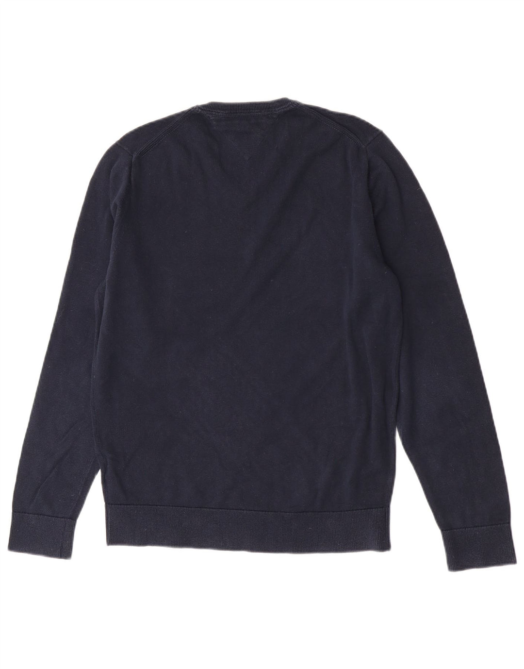 Tommy Hilfiger Mens V-Neck Jumper Sweater Medium Navy Blue Cotton