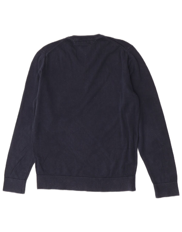 Tommy Hilfiger Mens V-Neck Jumper Sweater Medium Navy Blue Cotton