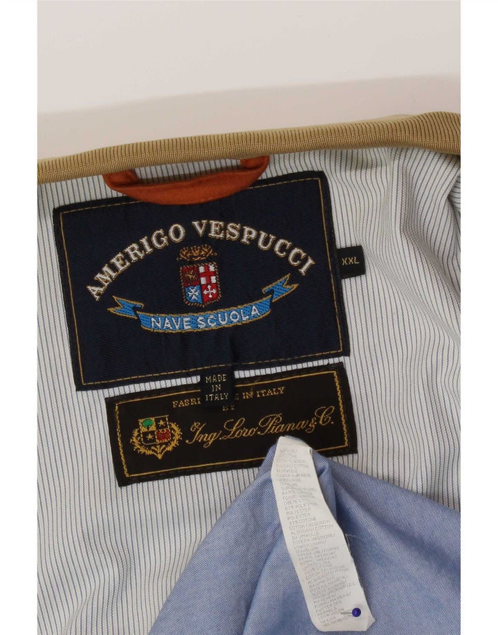 Amerigo Vespucci Mens Bomber Jacket UK 44 2XL Beige Polyester