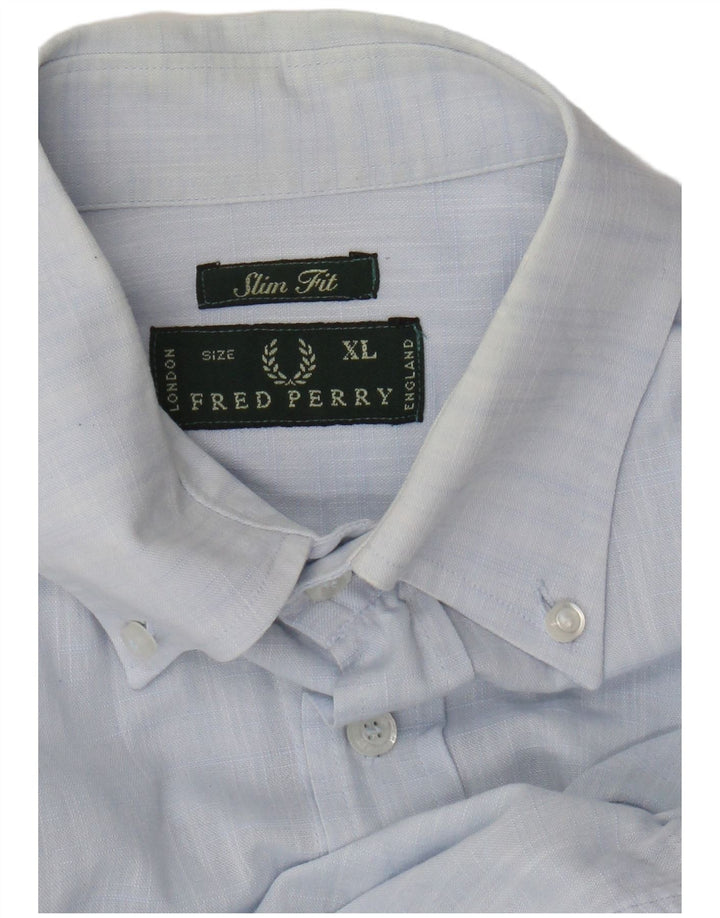 Fred Perry Mens Slim Fit Shirt XL Blue