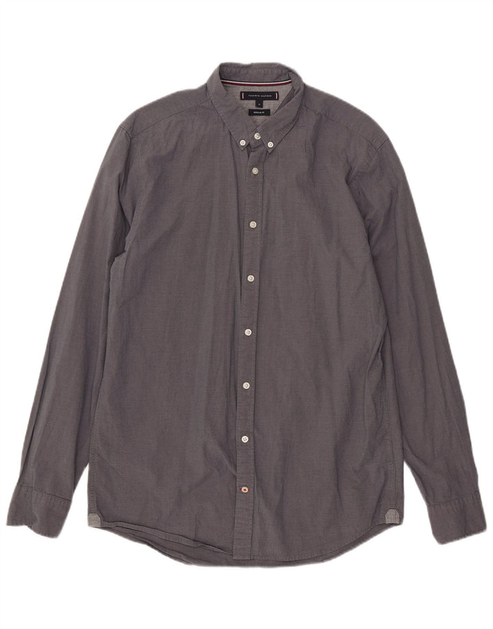 Tommy Hilfiger Mens Regular Fit Shirt Medium Grey Cotton