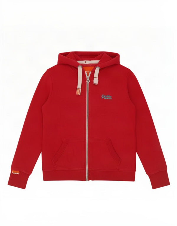 Superdry Womens Zip Hoodie Sweater UK 10 Small Red Cotton