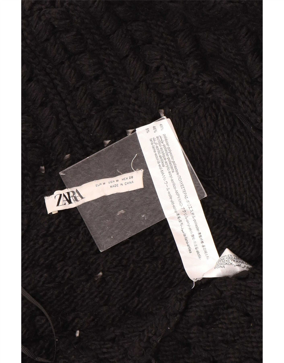 Zara Womens Oversized Longline Open Cardigan Sweater UK 14 Medium Black