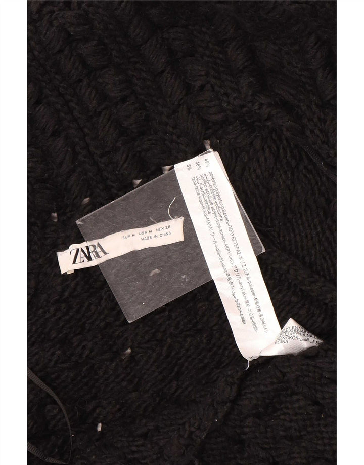 Zara Womens Oversized Longline Open Cardigan Sweater UK 14 Medium Black