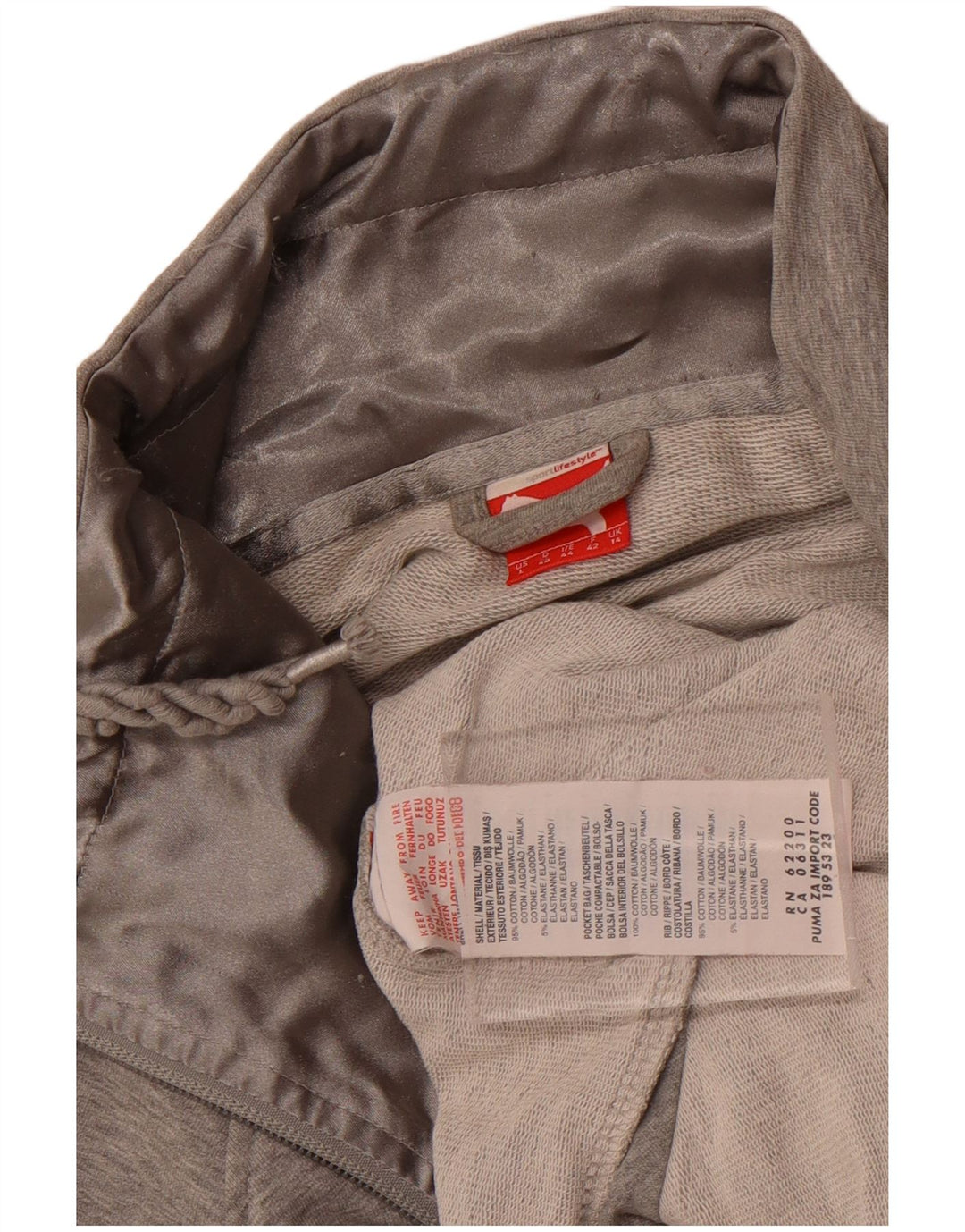 Puma Womens Tracksuit Top Jacket UK 14 Large Grey Cotton