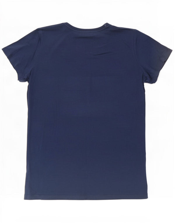 Trussardi Jeans Womens Graphic T-Shirt Top UK 16 Large Navy Blue Cotton
