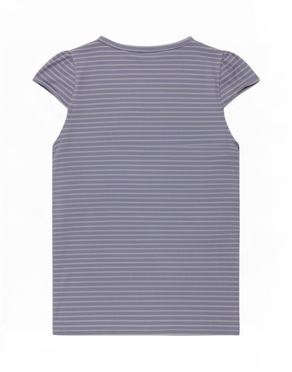 Benetton Womens T-Shirt Top UK 12 Medium Blue Striped Cotton