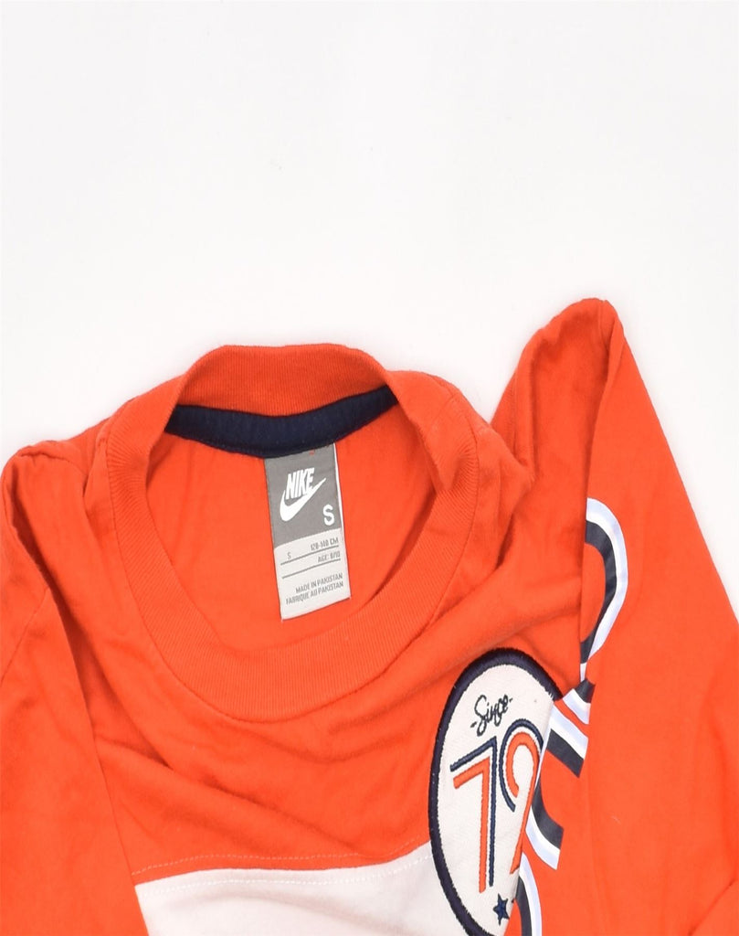 NIKE Boys Sweatshirt Jumper 8-9 Years Small Orange Colourblock Cotton | Vintage | Thrift | Second-Hand | Used Clothing | Messina Hembry 