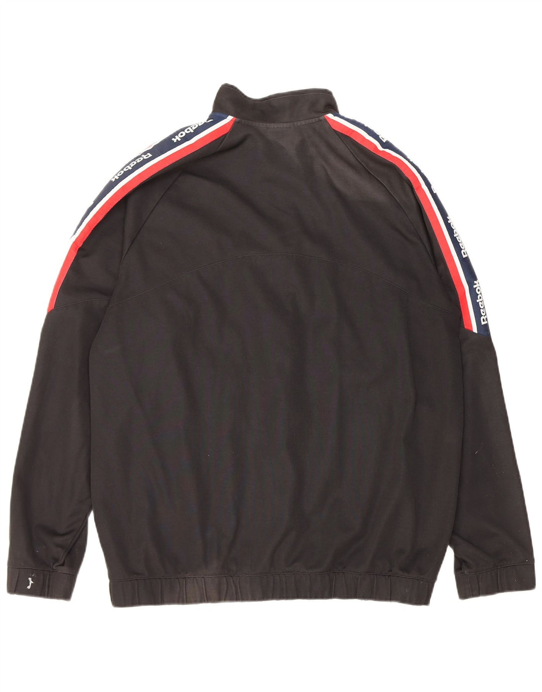 Reebok Mens Graphic Tracksuit Top Jacket Large Black Colourblock Cotton