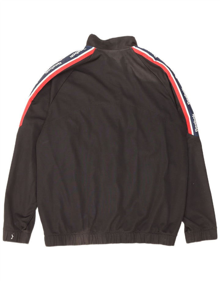 Reebok Mens Graphic Tracksuit Top Jacket Large Black Colourblock Cotton