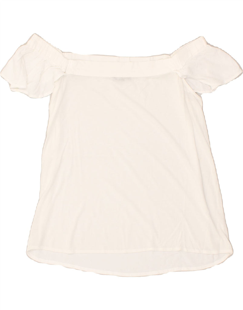 MASSIMO DUTTI Womens Off Shoulder Top UK 14 Medium White | Vintage Massimo Dutti | Thrift | Second-Hand Massimo Dutti | Used Clothing | Messina Hembry 