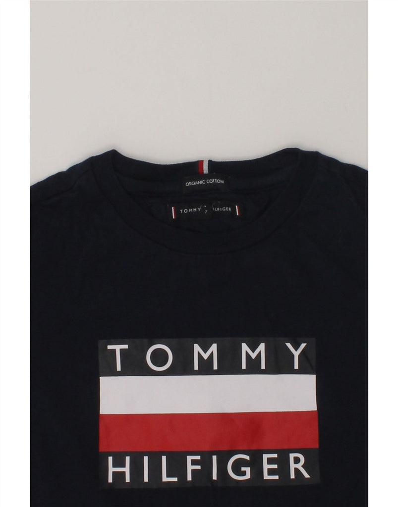 TOMMY HILFIGER Girls Graphic T-Shirt Top 6-7 Years Navy Blue Cotton | Vintage Tommy Hilfiger | Thrift | Second-Hand Tommy Hilfiger | Used Clothing | Messina Hembry 