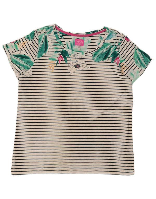 Joules Womens Graphic T-Shirt Top UK 14 Large White Striped