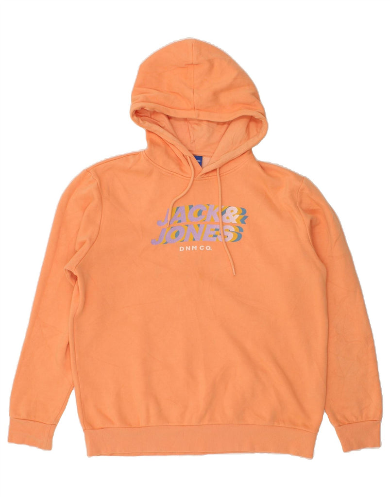 JACK & JONES Mens Graphic Hoodie Jumper XL Orange Cotton | Vintage Jack & Jones | Thrift | Second-Hand Jack & Jones | Used Clothing | Messina Hembry 