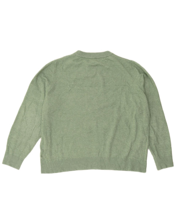 Marks & Spencer Womens Oversized Crew Neck Jumper Sweater UK 16 Large Green